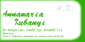 annamaria kubanyi business card